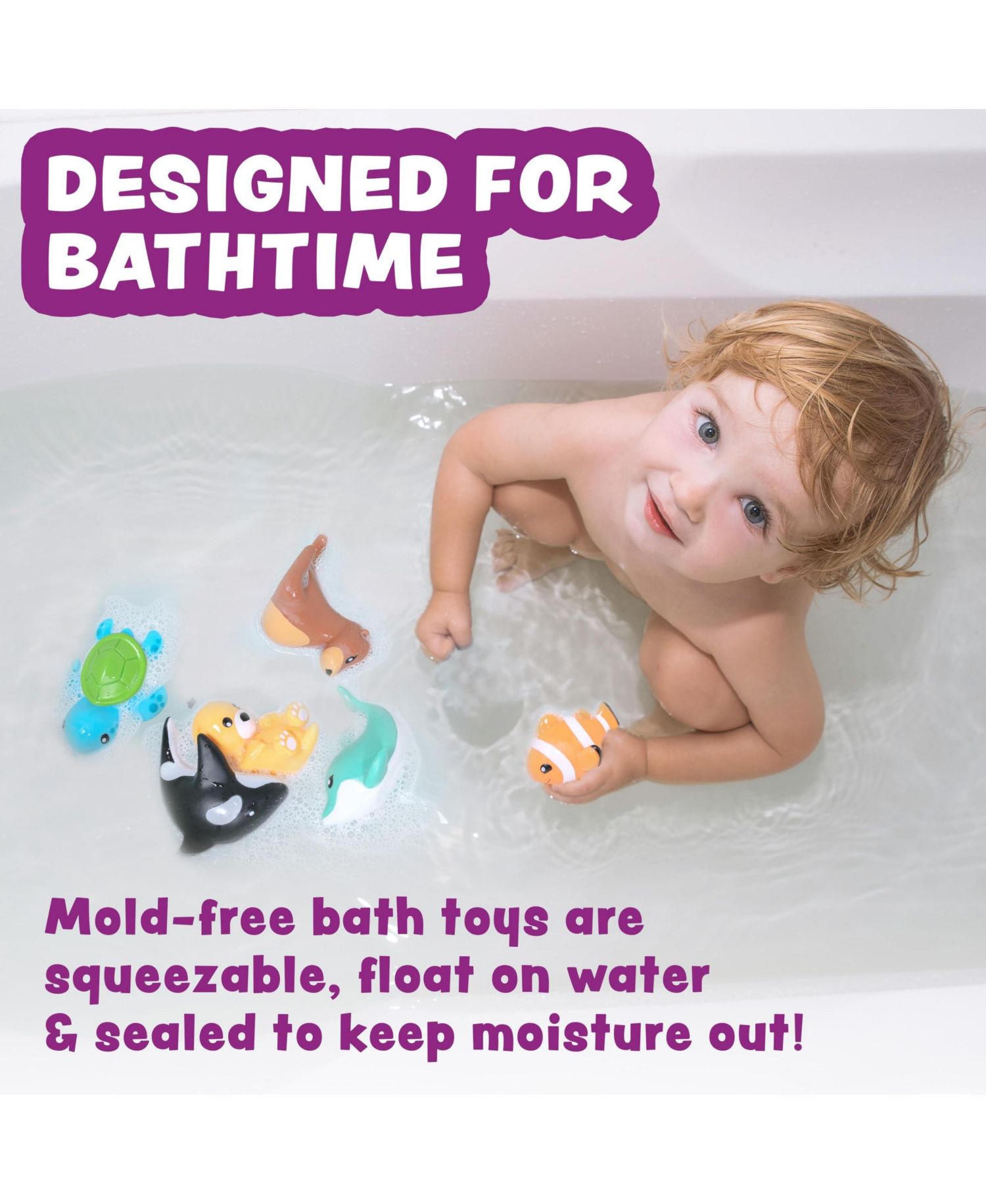 6 Pack Marine Mold Free Bath Toy Sealed No Hole Soft Float Pool