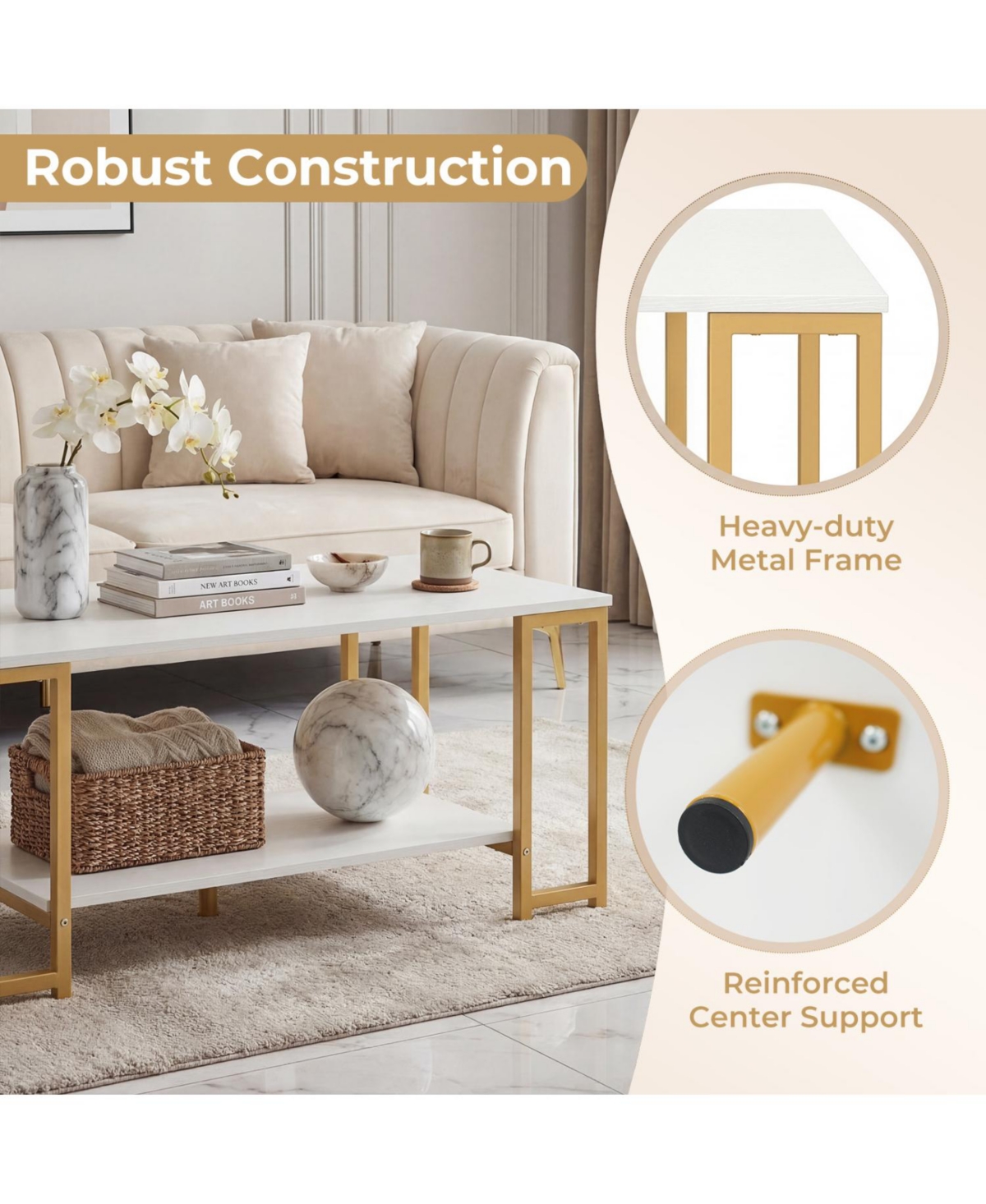 Slickblue Modern Side Accent Table with Open Storage Shelf for Small Spaces