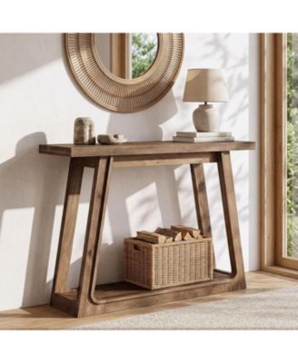 Solid Wood Entryway Console Table with Storage, 41-Inch 2-Tier Sofa Table Behind the Couch, Farmhouse Narrow Hallway Furniture
