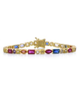 14K Gold Plated Multi-Color CZ Statement Tennis Bracelet