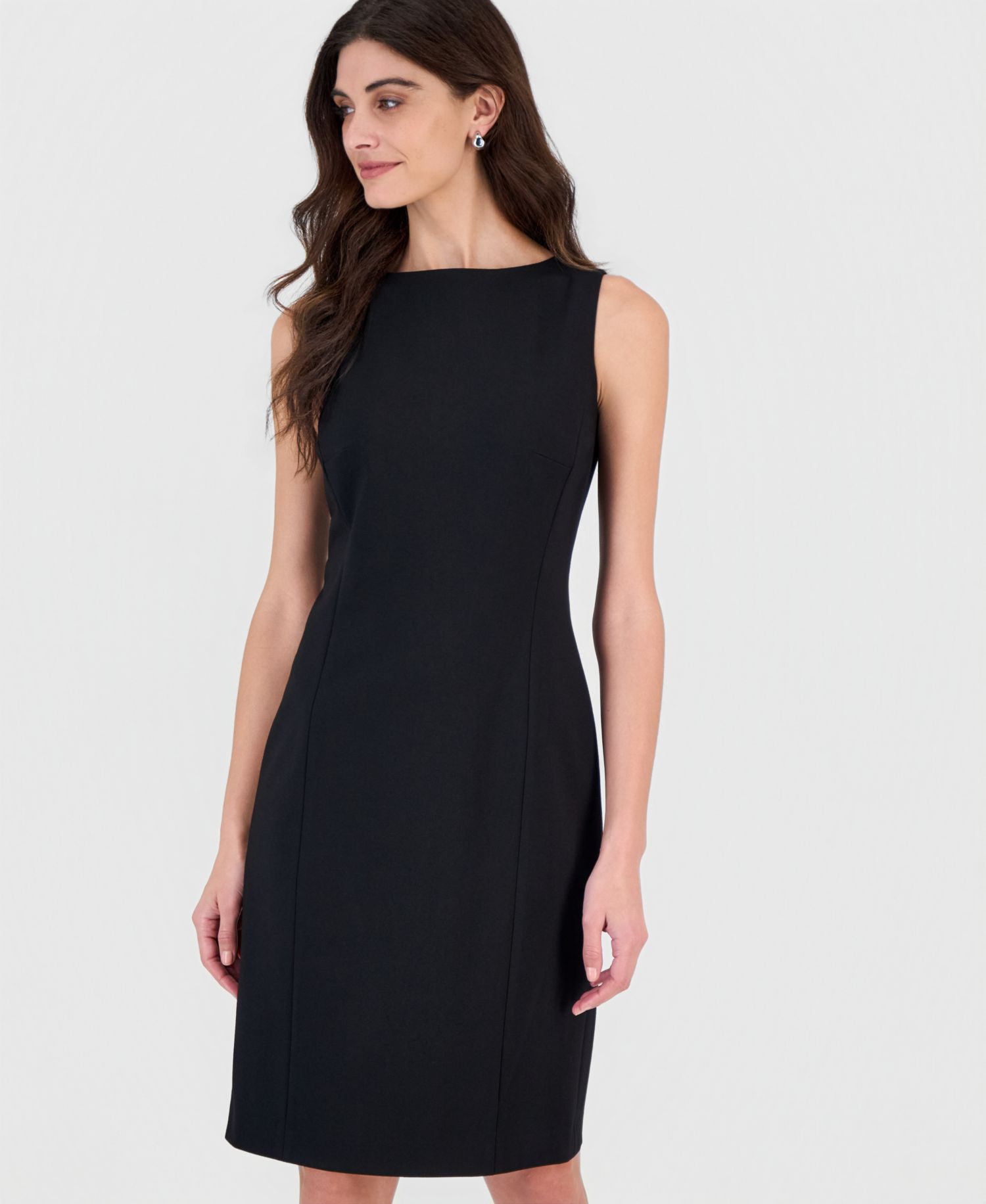 Women's Sleeveless Compression Boat Neck Sheath Dress