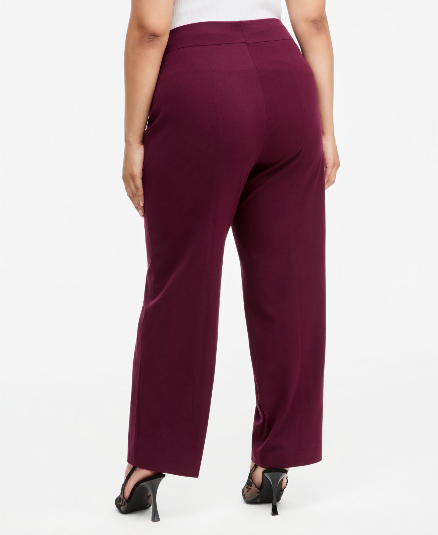 Женские брюки I.N.C. International Concepts Plus Size INCredible Stretch Straight High-Rise Pull-On, цвет: Ягодный винный — фото 3