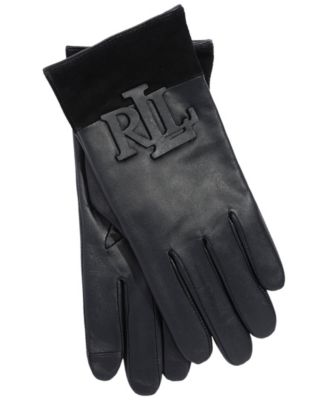 Raised Logo Leather Touch Gloves