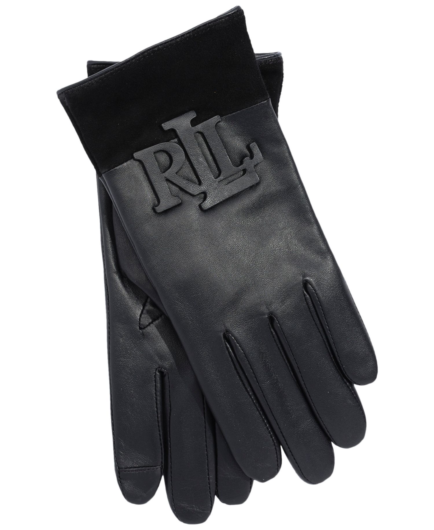 Raised Logo Leather Touch Gloves