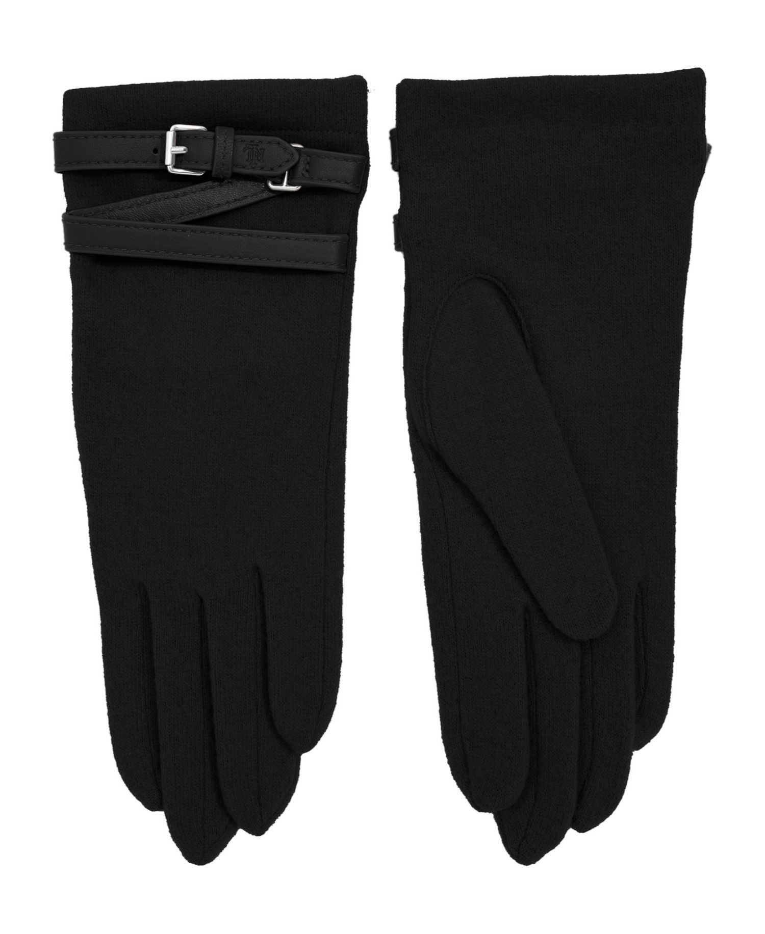 Leather Belted Cashmere Blend Touch Gloves