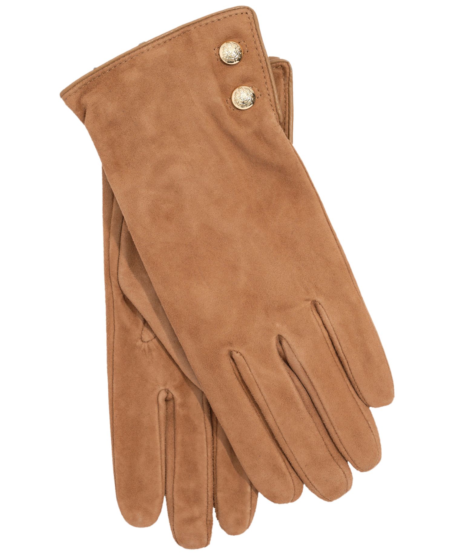 Suede Crest Button Gloves