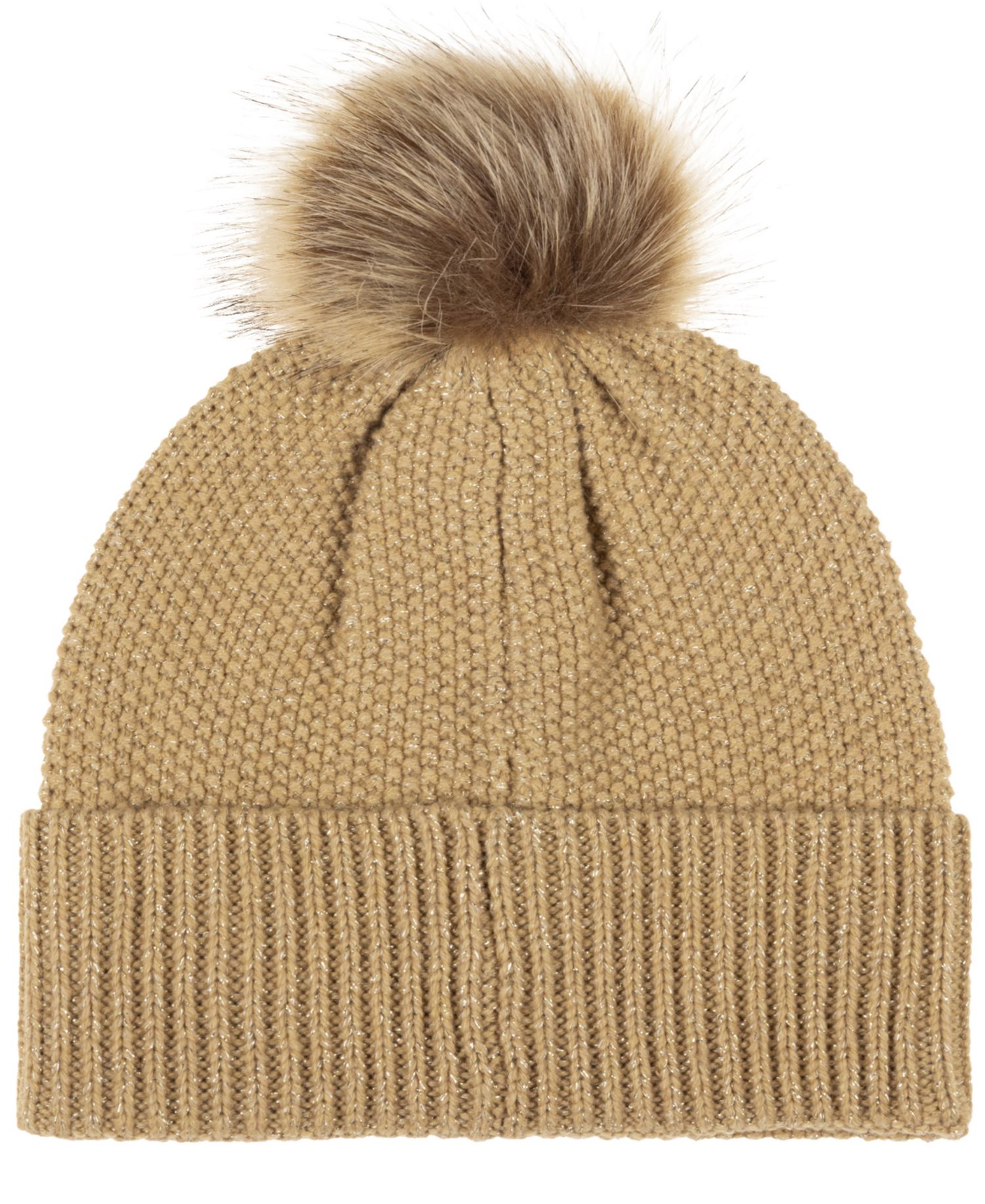 Metallic Direct Embroidery Cable Pom Beanie