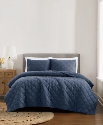 Diamond Washed Cotton 3-Piece Quilt Set, King