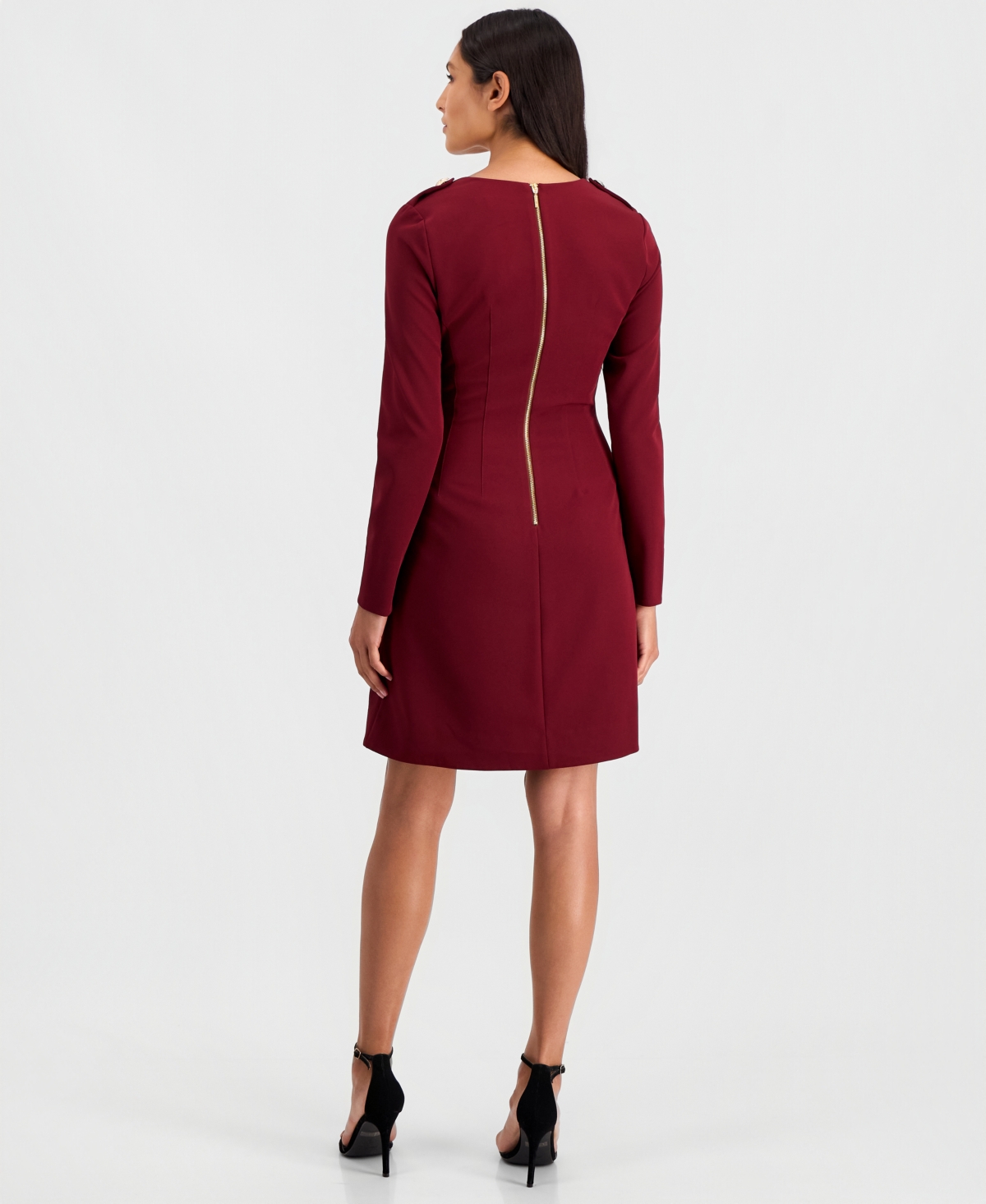 Tahari Asl Women's Square-Neck Long-Sleeve A-Line Dress