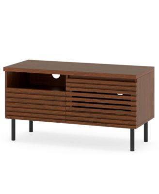 Modern Fluted TV Stand for 40-Inch TV with Open Storage