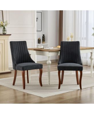 Rayon Cloth Flocking Linen Dining Chairs Channel Kitchen Dinner Chair Comfy Fabric Upholstered  for Dining Room