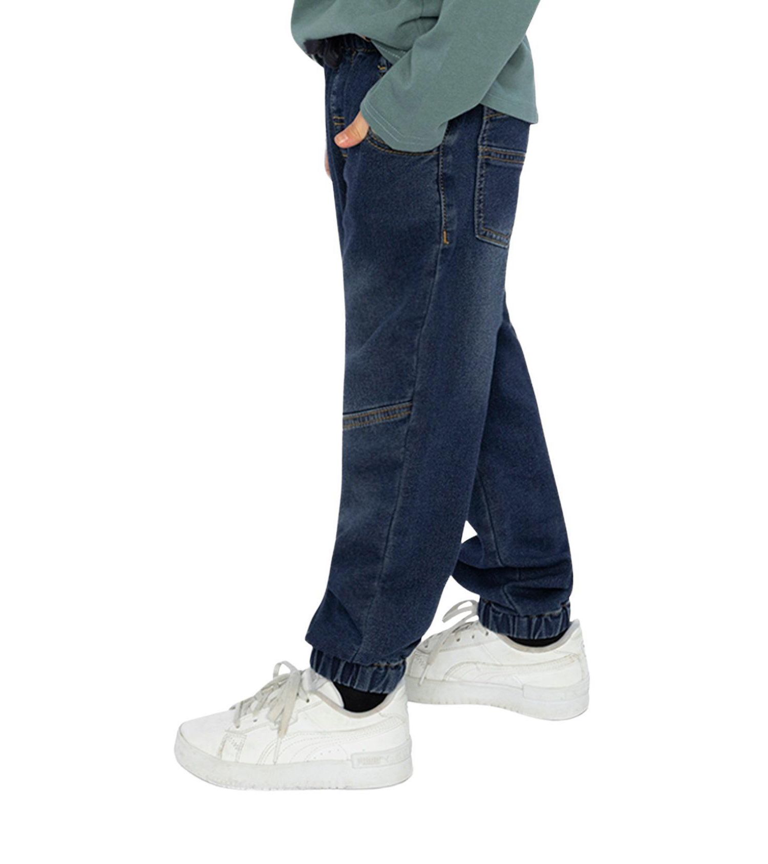 Baby Boys Unisex (0-24)months French Terry Denim Evolutive Pants Denim