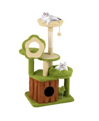 Cat Tree Tower with Perch Condo Platforms Hanging Toy Spring Ball for Indoors