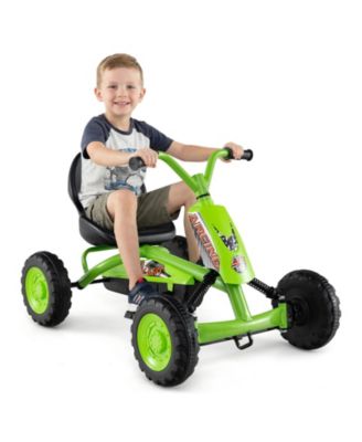 Go Kart for Kids 4 Wheel Toddler Ride On Pedal Car with  Steering Handlebars