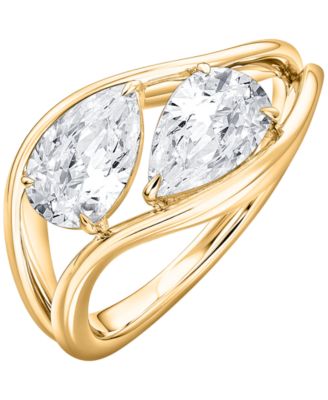 Lab-Grown Diamond 2-Stone Pear Shape Ring (2 ct. t.w.) in 14k Yellow Gold