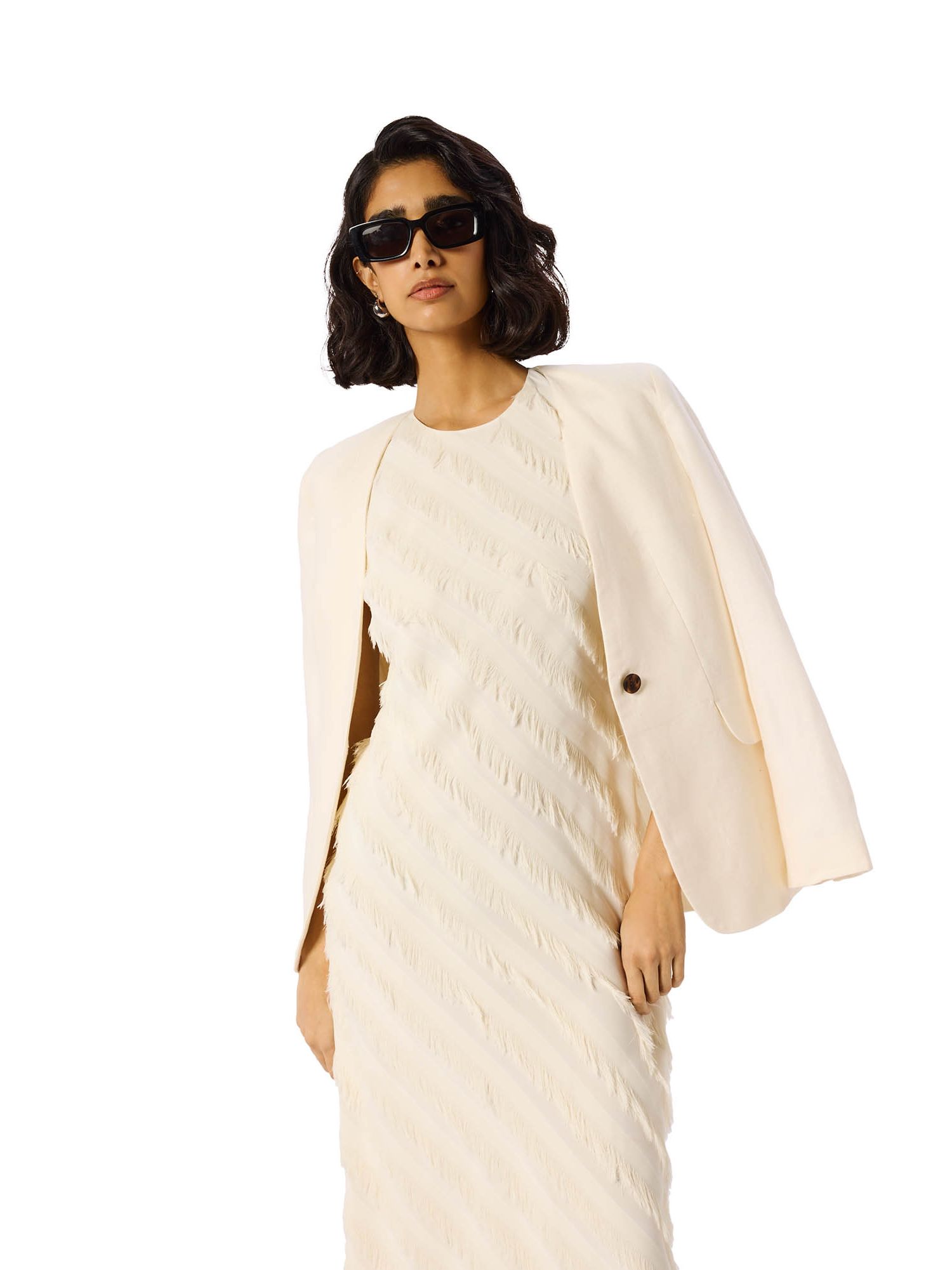 Women's Fringe Textured Midi Dress