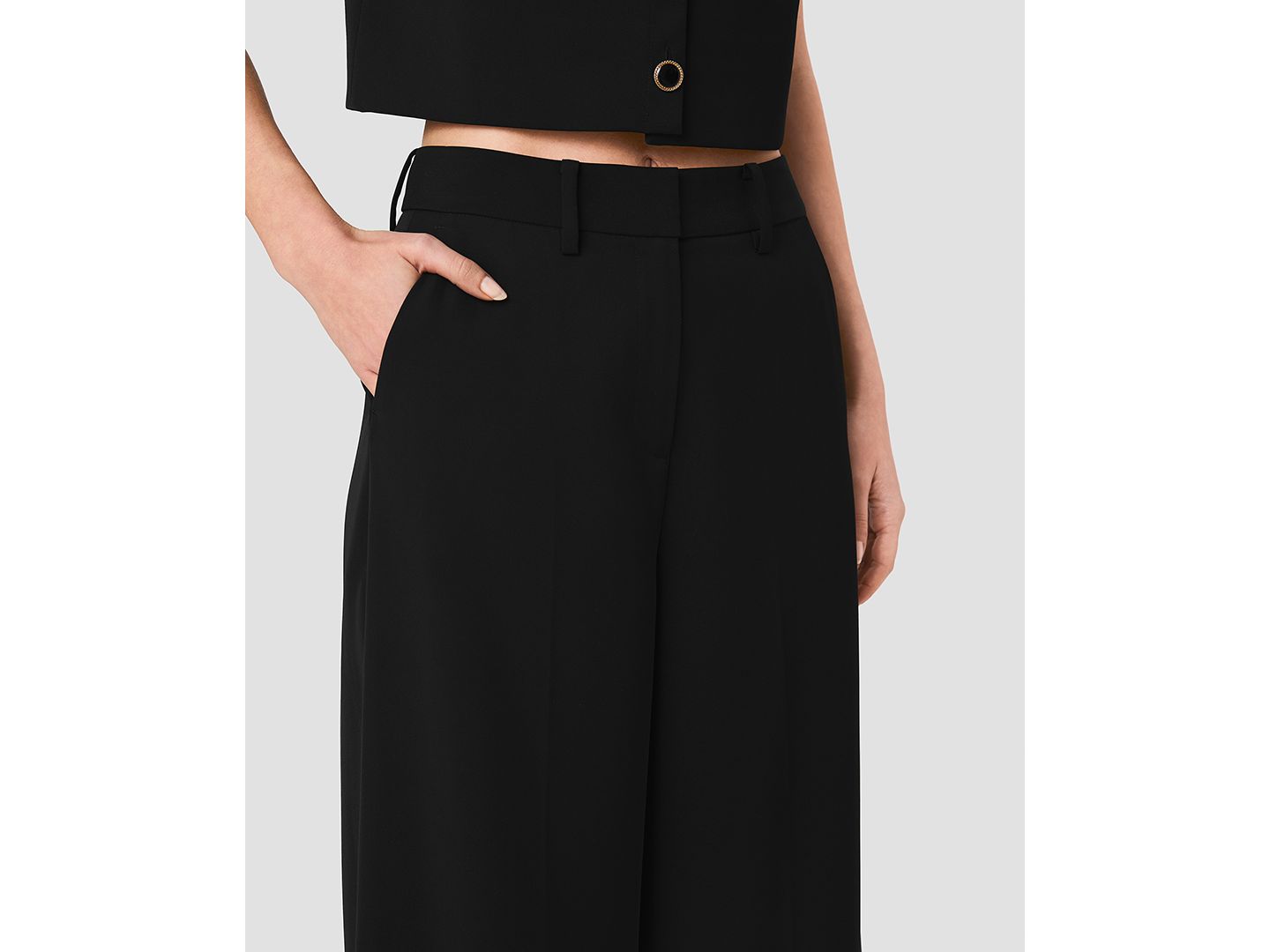 Женские брюки French Connection Harry High-Waist Wide-Leg, цвет: Чёрный — фото 4