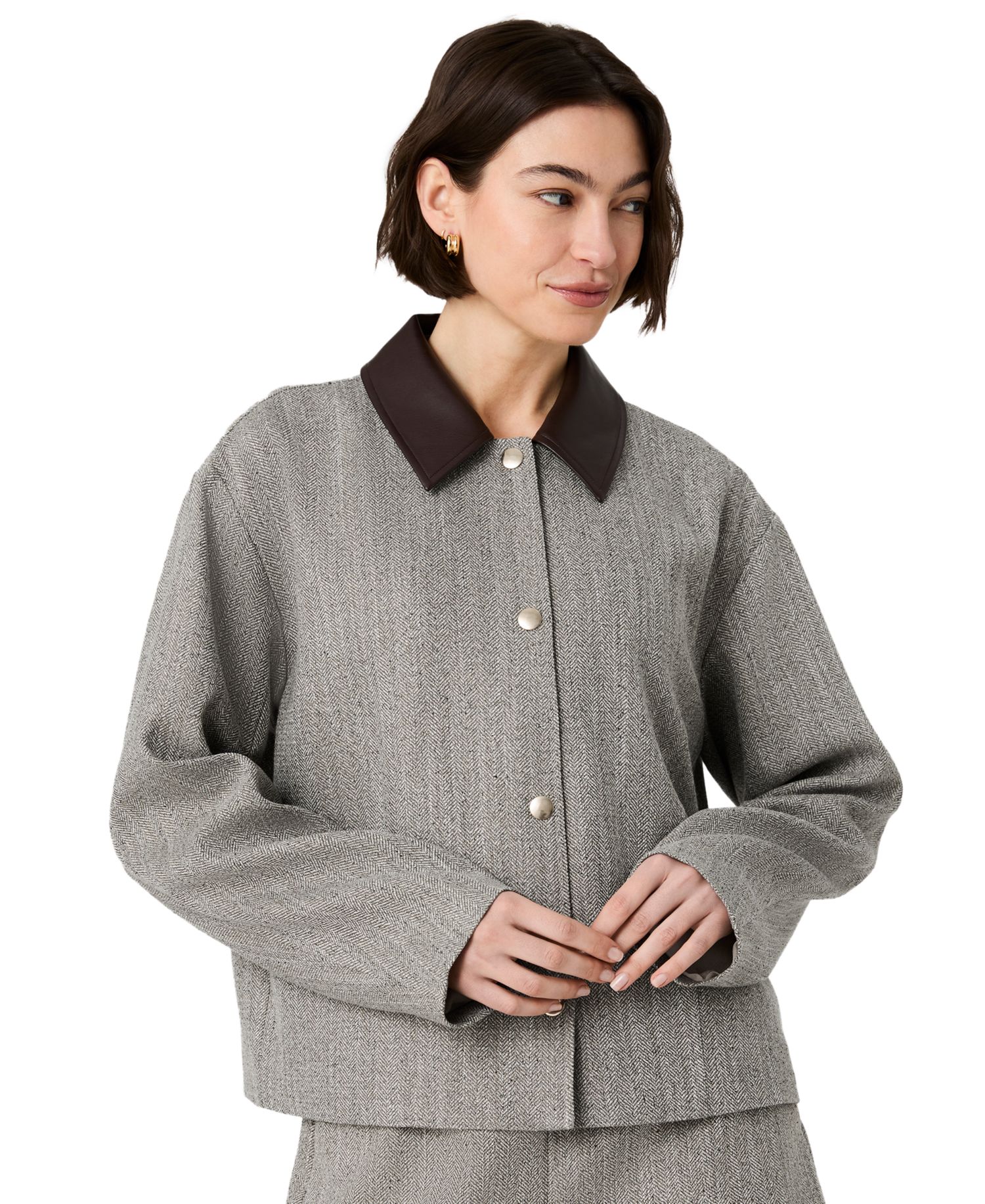 Women's Speckled Herringbone Cropped Jacket
