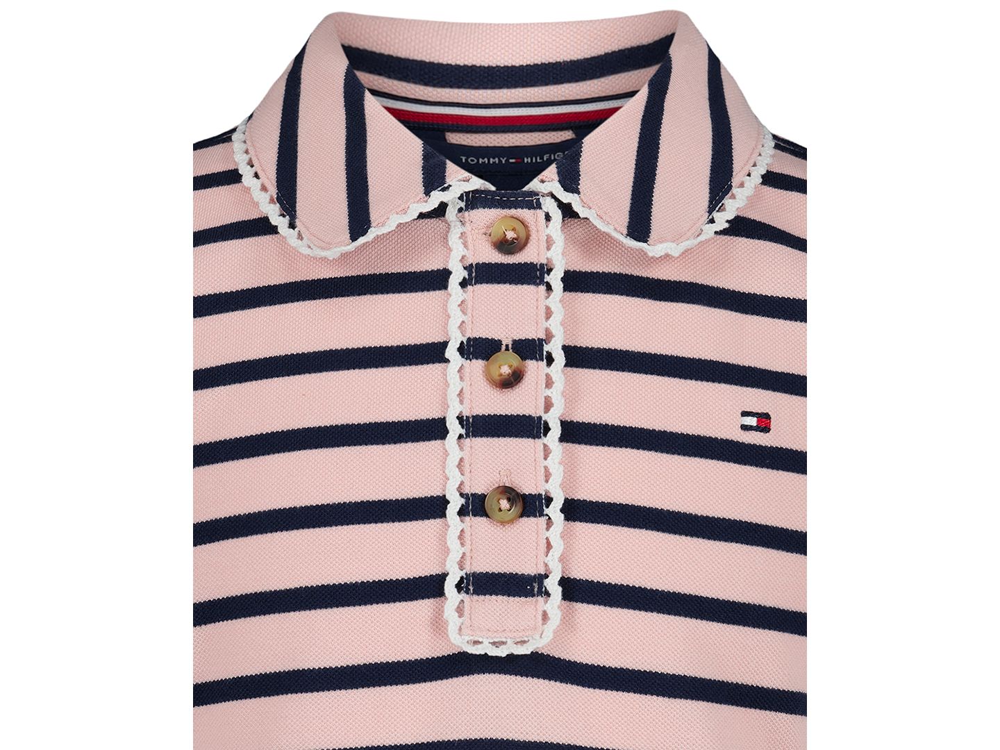 Платье Tommy Hilfiger Striped Polo Collar Dress для девочек, цвет: Lotus — фото 4