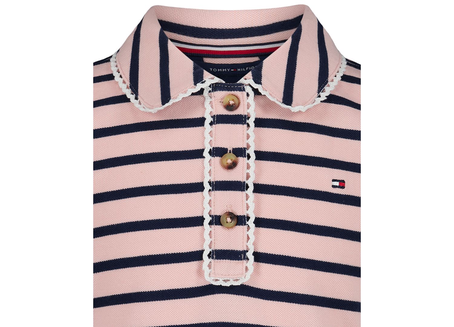 Girls' 7-16 Striped Polo Collar Dress