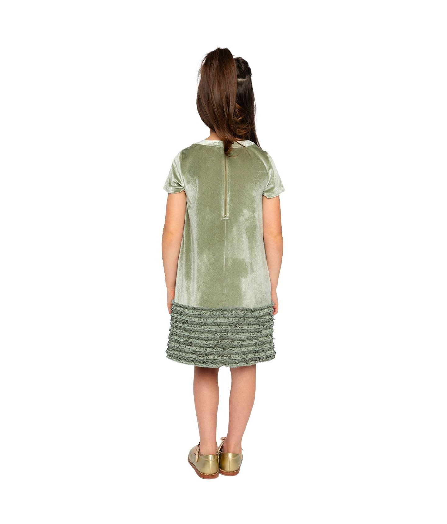 Платье Deux par Deux Short Sleeve A-Line Dress with Bow для девочек, цвет: Зелёный — фото 4