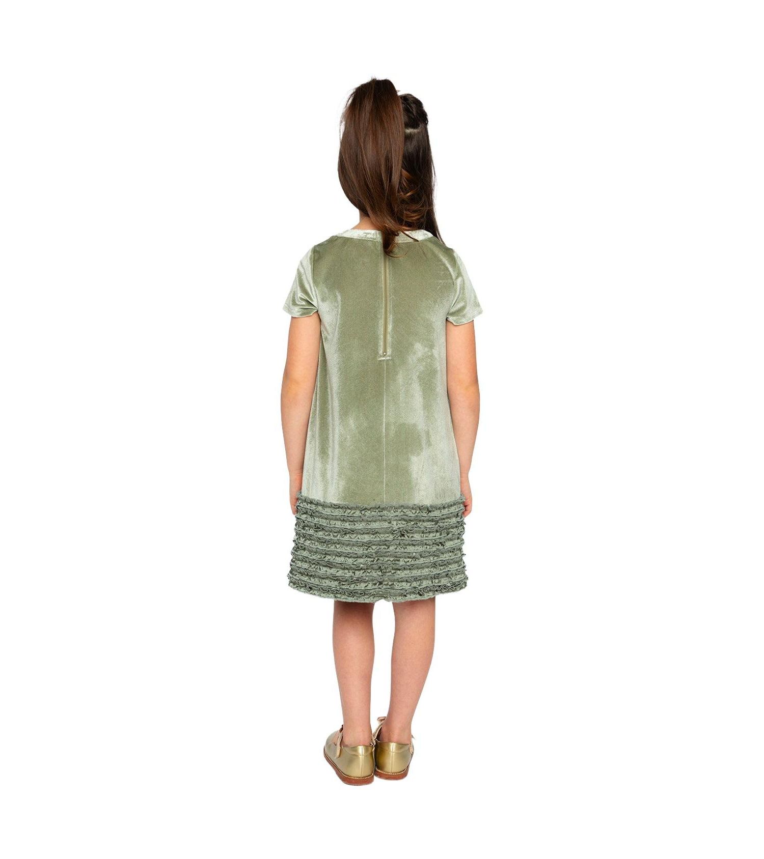 Girls (6-14) Short Sleeve A-Line Dress with Bow