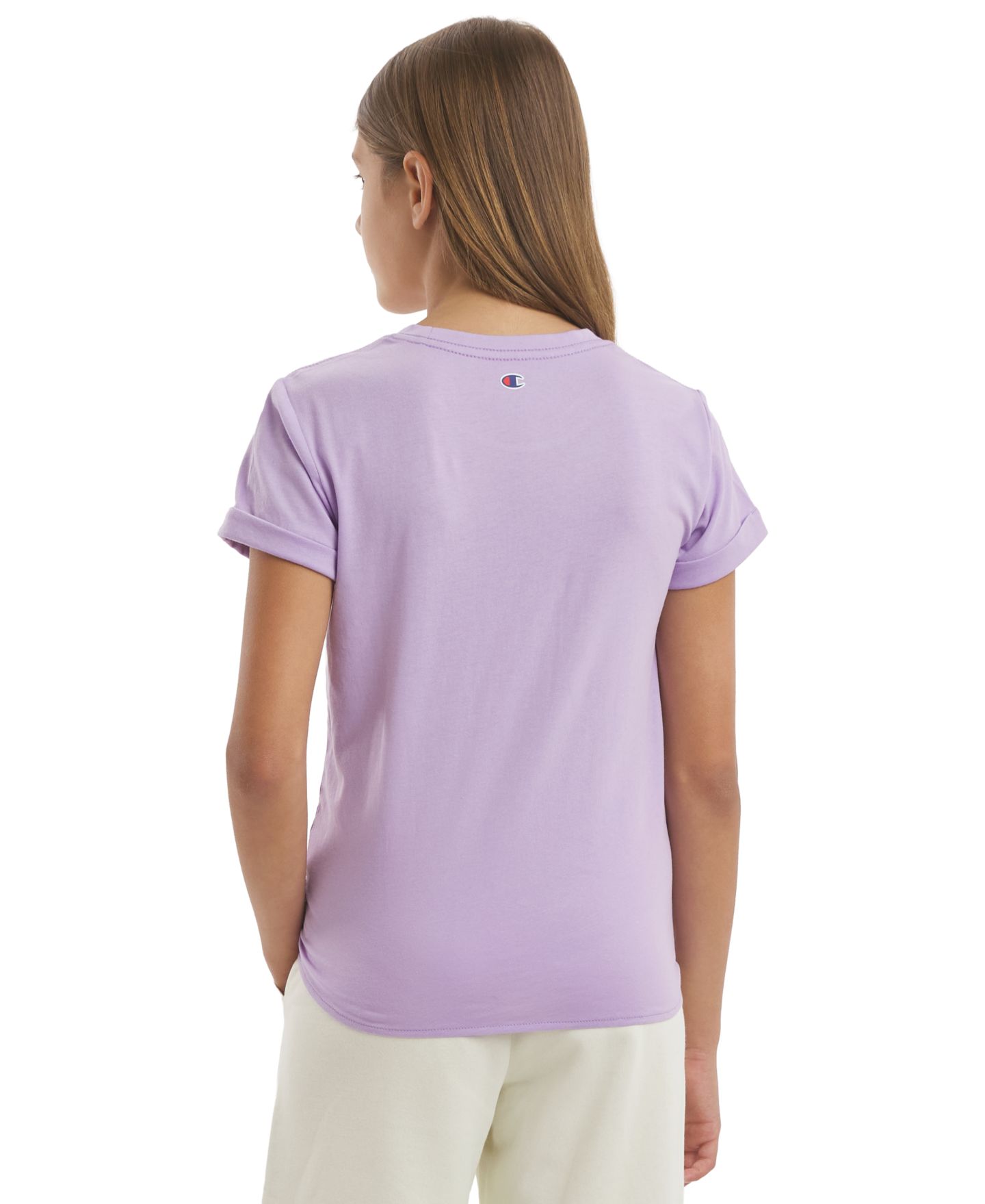 Футболка Champion Tie Front Graphic Short-Sleeve T-Shirt для девочек, цвет: Фиолетовый розовый — фото 4
