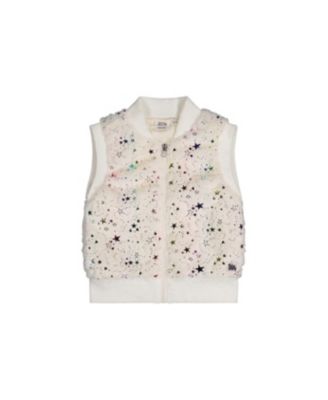 Big Girls (6-14)Faux Fur Sleeveless Vest Multicolored Star
