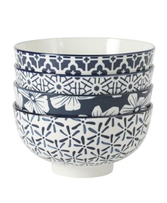 Castle Way 4-Piece Serving Bowl Set, 8 Inch Round Stoneware Bowls,   Decorative Everyday Use