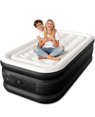 18" Full Air Mattress with Built-in Pump, 600-lb Capacity, Fast Inflation Guest Bed, Honeycomb Support