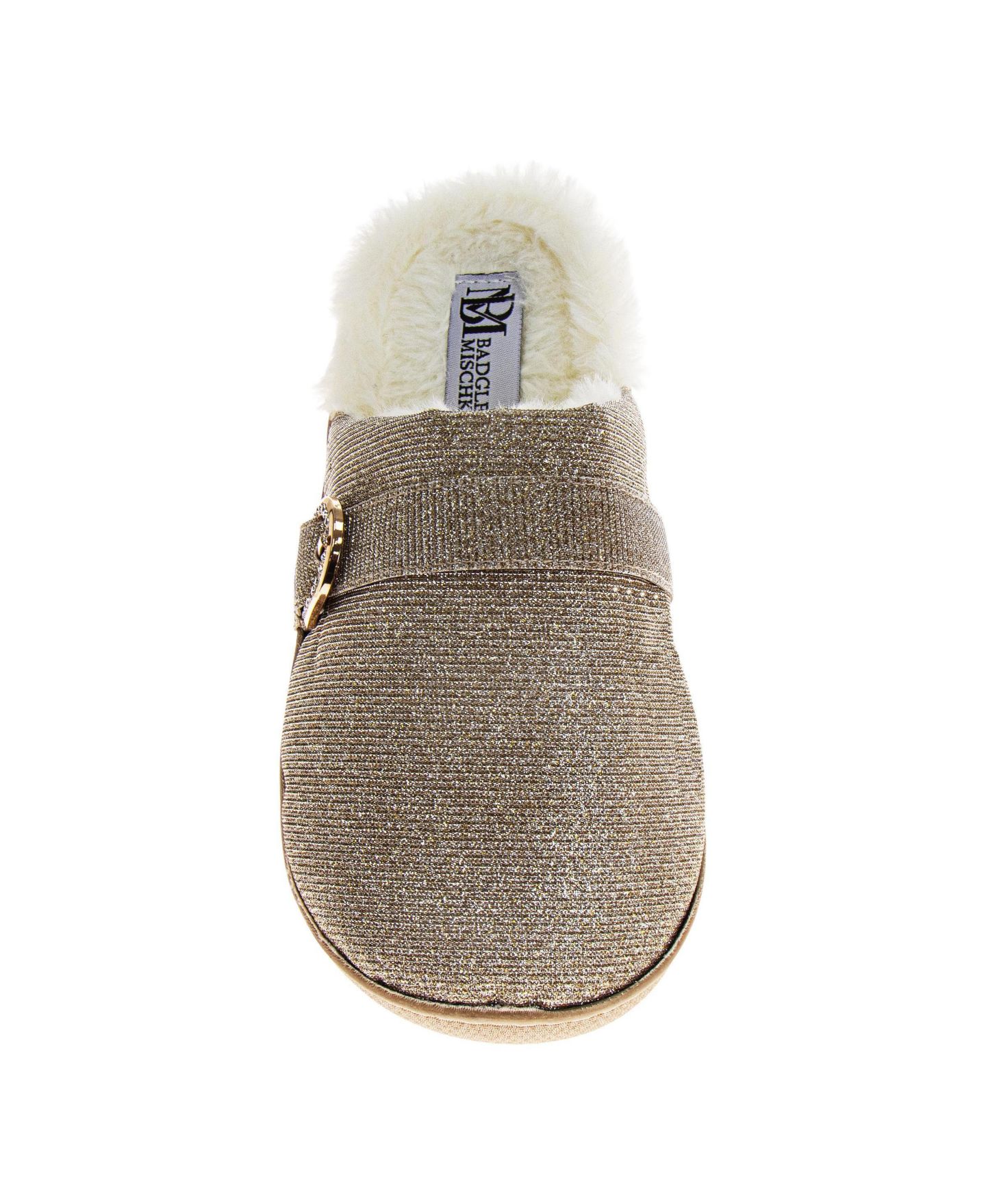 Женские тапочки Badgley Mischka Faux Fur Slide Slippers, цвет: Золотой — фото 5