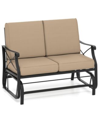 Patio Loveseat Glider Chair with Thick Cushions and Metal Frame