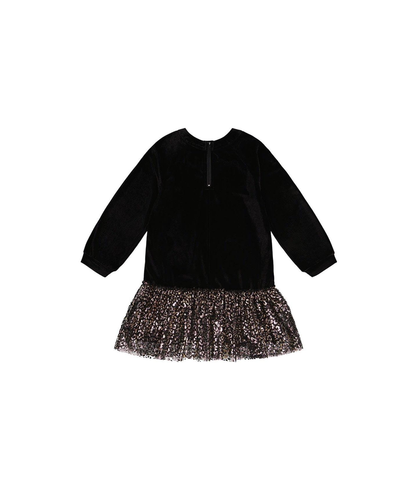 Платье Deux par Deux Bi-Material Raglan Sleeves Dress для девочек-малышей, цвет: Чёрный / Золотой — фото 5