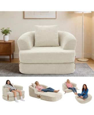 3-in-1 Folding Memory Foam Sofa Bed, Convertible Floor Futon Chair with Washable Cover
