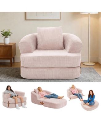 3-in-1 Folding Memory Foam Sofa Bed, Convertible Floor Futon Chair with Washable Cover