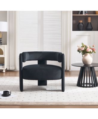 Modern Velvet Accent Chair with Metal Frame, Plump Upholstered Armchair for Living Room, 300lbs