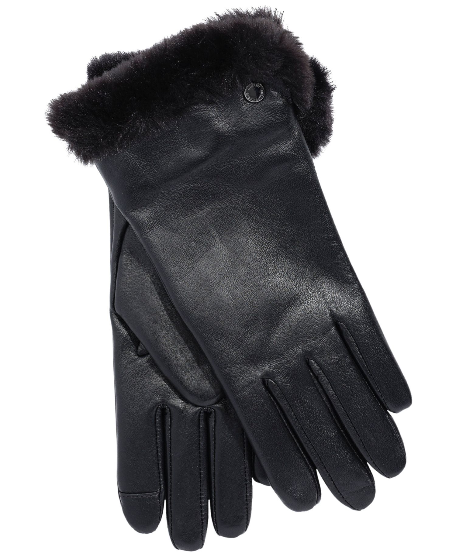 Faux Fur Lined Leather Touch Glove