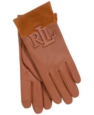 Raised Logo Leather Touch Gloves