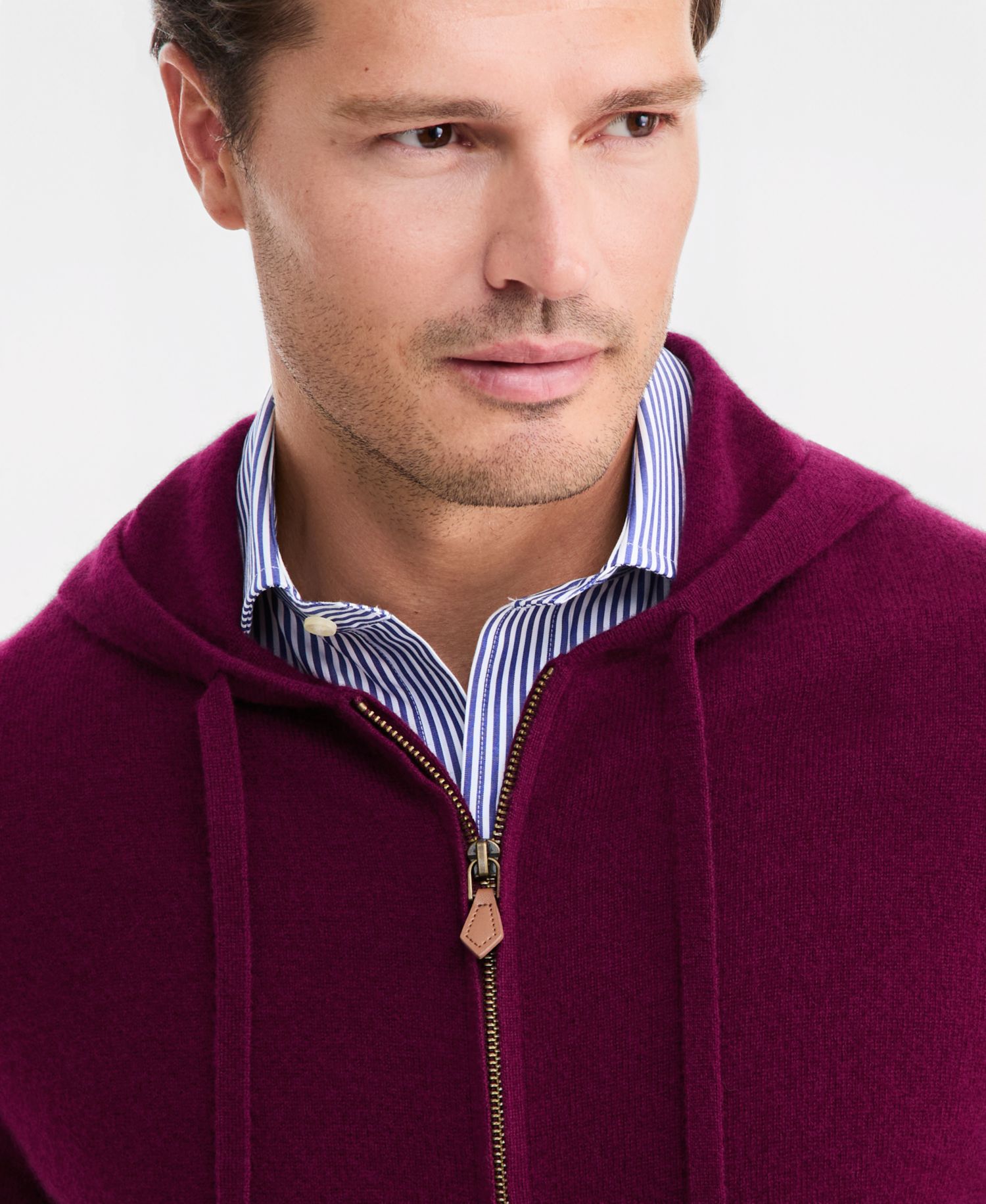 Men's Cashmere Long-Sleeve Hooded Zip-Up Sweater