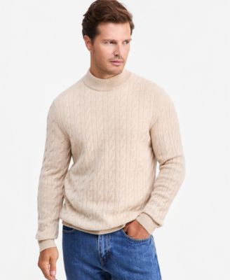 Men's Premium Cashmere Cable-Knit Turtleneck Sweater, Macy's Exclusive
