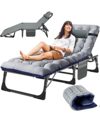 Sleeping Cots Folding Chaise Lounge Chairs 5-Position Outdoor for Beach Lawn Camping Pool