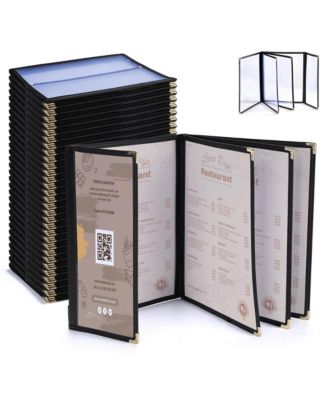  30 Pcs Menu Covers 8.5x11" 4 Page 8 View and 4.25x11" Half Page Wine List