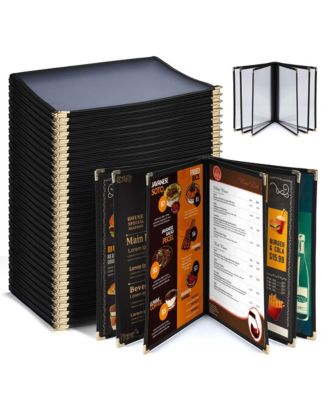  30 Pack Menu Covers 8.5 x 11" Book Style 6 Pages 12 Views Restaurant Cafe