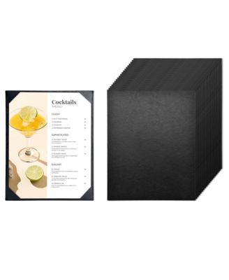 20 Pack 8.5"x11" PU Leather Restaurant Menu Covers Single Page with Angled Corners for Wine List Bar