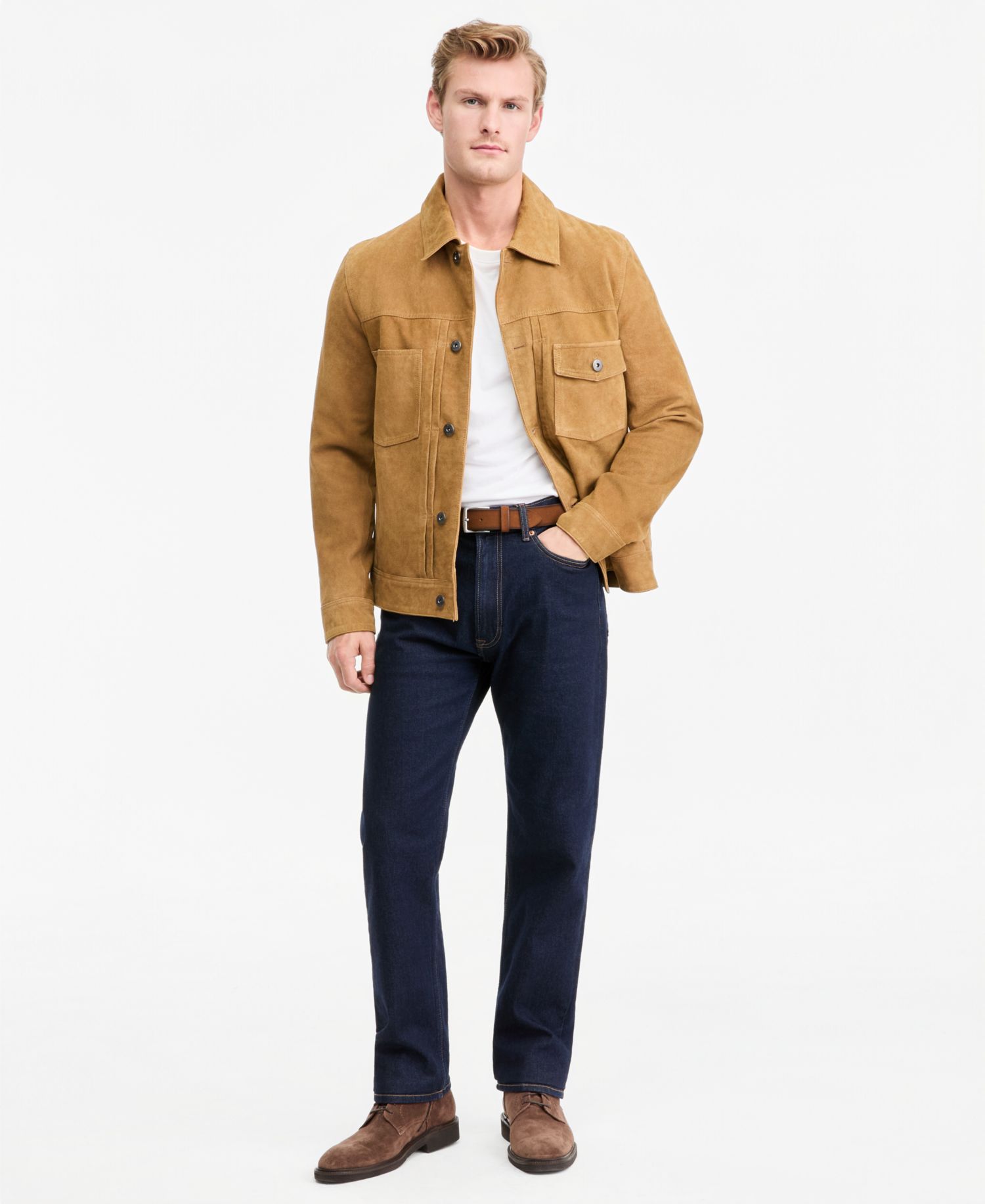 Men's Genuine Suede Trucker Jacket