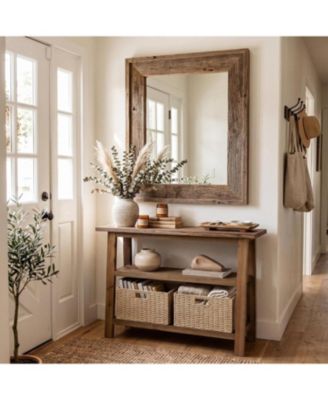  2-Tier Solid Wood Console Table with Storage for Entryway, 41.34-Inch Small Farmhouse Sofa Table