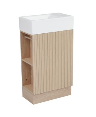 18.6" Bathroom Vanity with Sink, Bathroom Vanity Cabinet with Two-tier Shelf, Left or Right Orientation