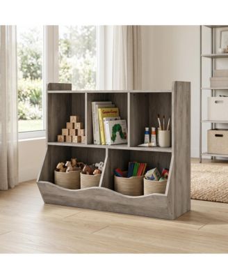 Kids' Toy Storage Organizer with Open Compartments and Tilting Storage Bins - Durable and Safe Children's Bookshelf for Playroom and Bedroom