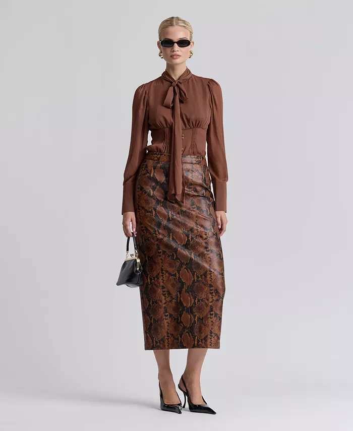 Women's Fitted Midi Skirt - thumbnail 6