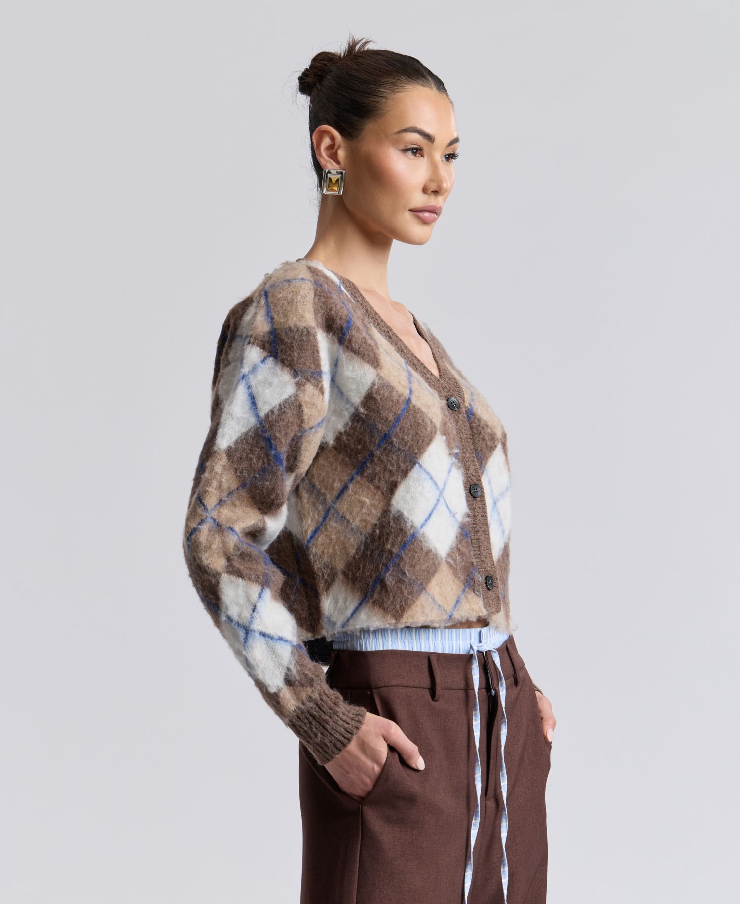 Women's Argyle Jacquard Cardigan